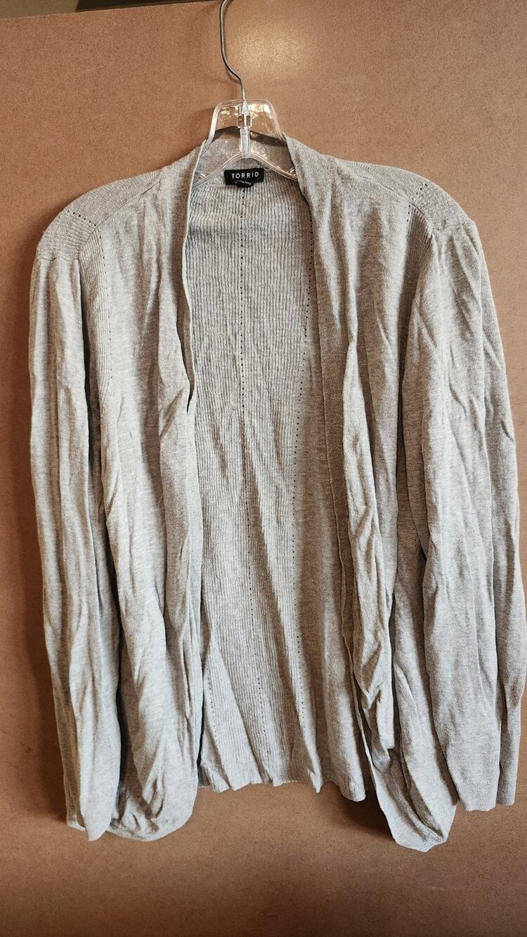 Torrid Heather Gray Open Front Cardigan Pointelle Knit Plus Size 18-20 Wt121